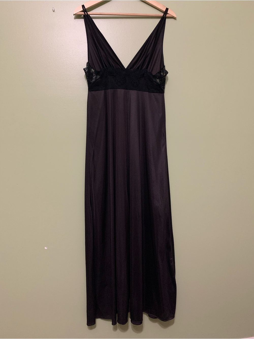 Vintage Texsheen Black Lingerie Maxi Gown Medium - Picture 3 of 8